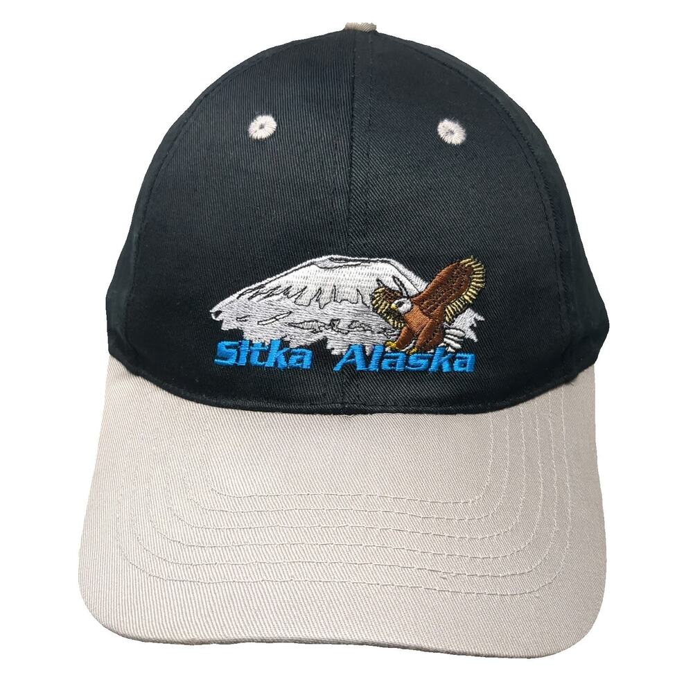Alaska Souvenir Baseball Cap Black Gray One Size Sitka Alaska Eagle Mountain Hat
